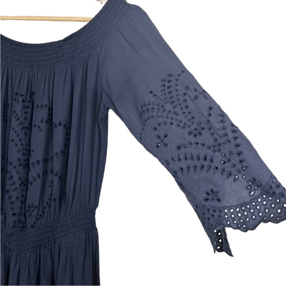 ASTR the Label Sofia Long Sleeve Eyelet Smocked Romper - Picture 6 of 8